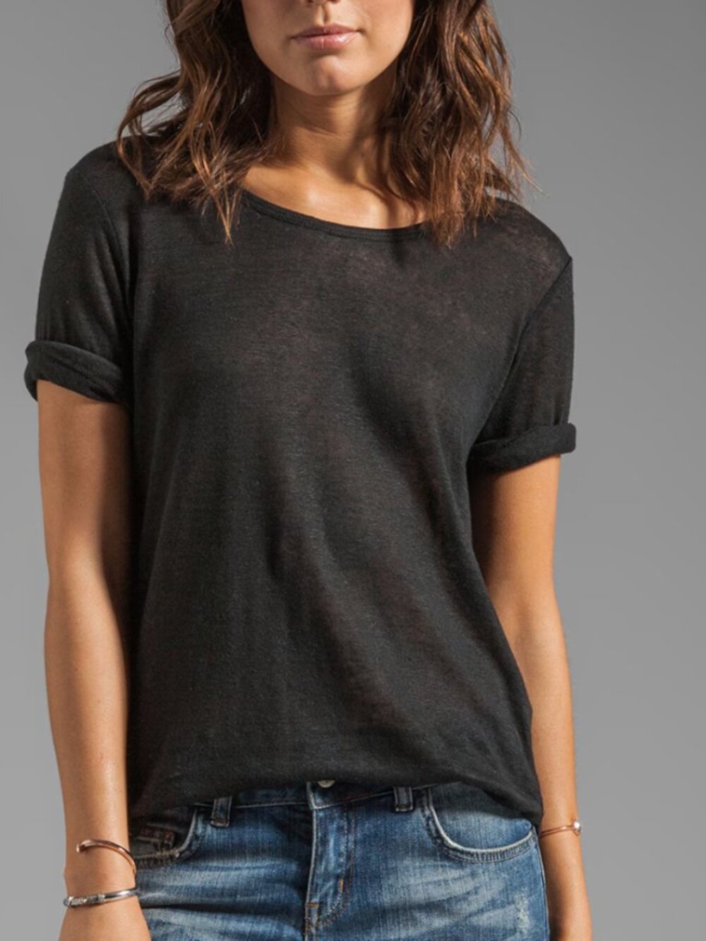 ANINE BING Boatneck Tee in Pink 100% Linen Size Large